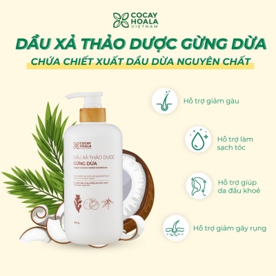 Dầu xả thảo dược Gừng dừa Cocay Hoala giúp tóc mềm mượt, giảm khô xơ chai  HOTLINE ĐẶT HÀNG 0843.820.555