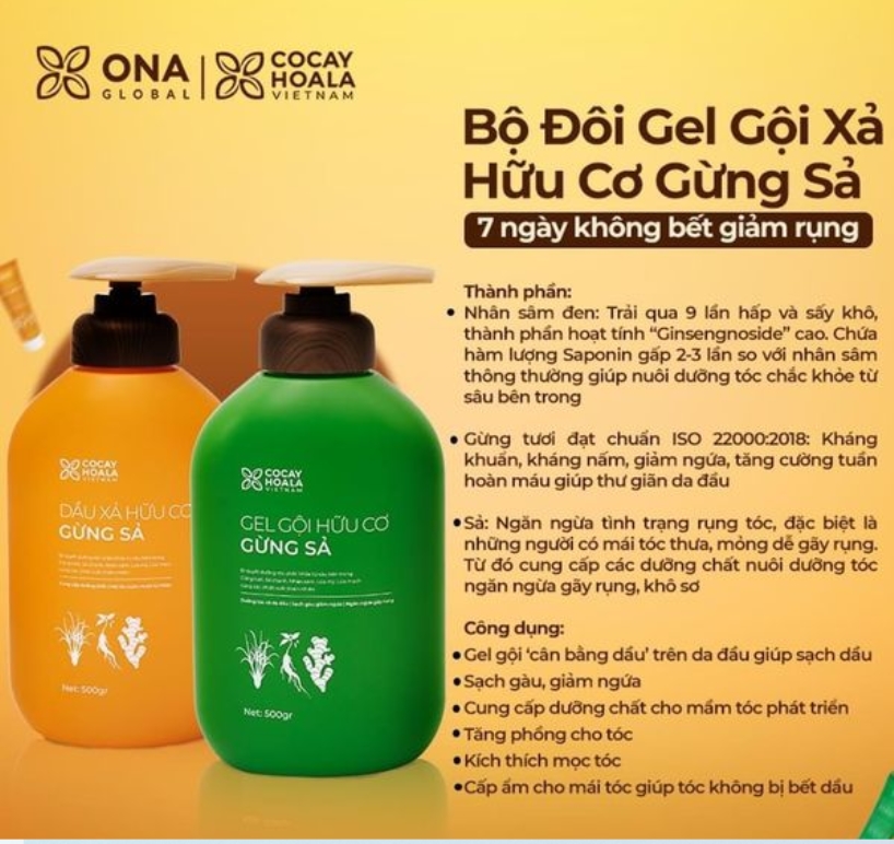 GEL DẦU GỘI XẢ HỮU CƠ GỪNG SẢ - GIẢM BẾT DẦU - NGĂN GẦU NGỨA       HOTLINE ĐẶT HÀNG 0843.820.555